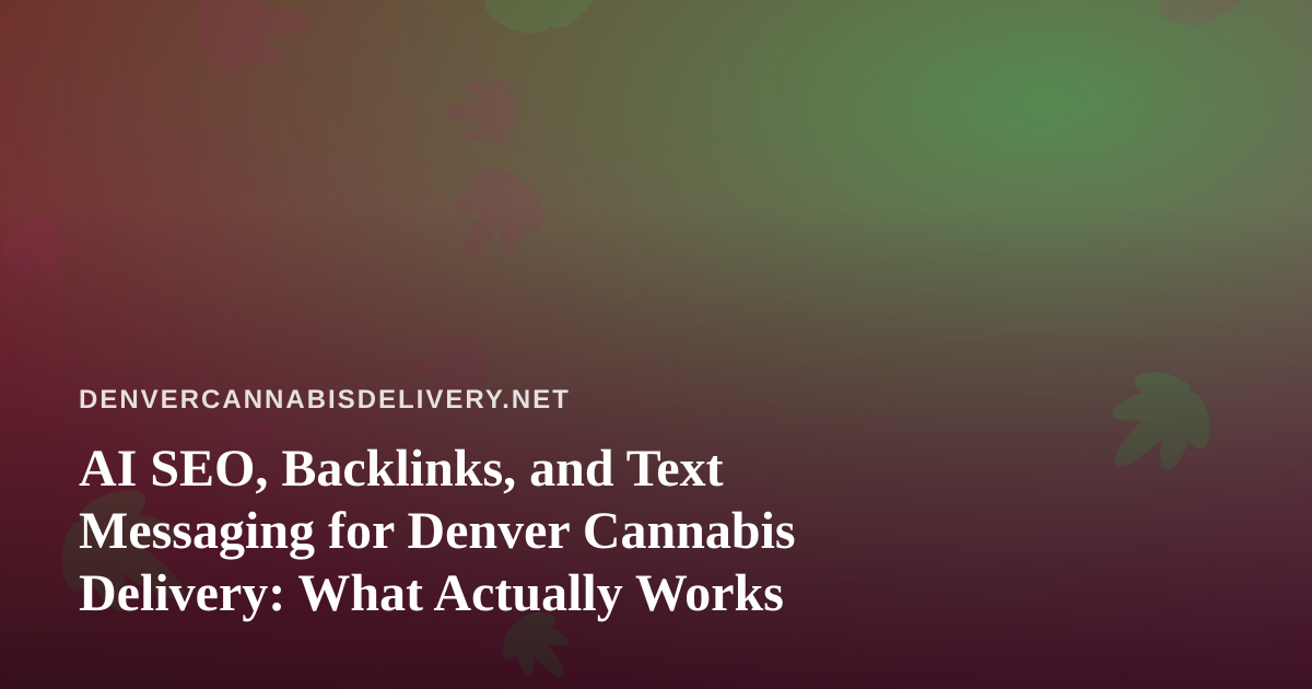 AI SEO, Backlinks, and Text Messaging for Denver Cannabis Delivery: What Actually Works
